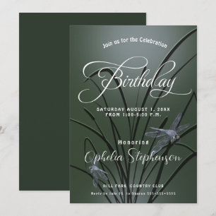 Convites Dusty Sage Green Dragonfly Birthday