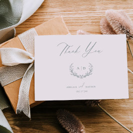 Convites Dusty Sage Wedding Day Thank you Flat Note Card