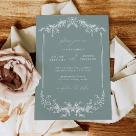 Convites Dusty Sage Wedding Invitation Announcement Card