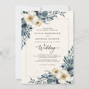 Convites Dusty Teal Botanical Whimsy Wedding