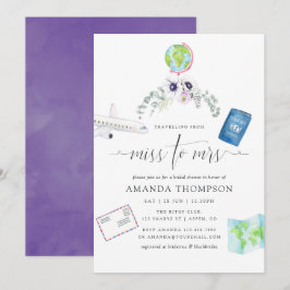 Convites Dusty Violet Floral Miss À Sra. Chá de panela