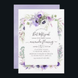 Convites Dusty Violet Watercolor Bat Mitzvah<br><div class="desc">A típica tipografia de escrita manual elegante convida morcego mitzvah floral em tons pastéis com flores anêmonas,  eucalipto,  ranúculo e suculentos.</div>