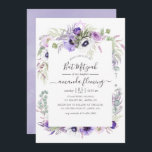 Convites Dusty Violet Watercolor Bat Mitzvah<br><div class="desc">A típica tipografia de escrita manual elegante convida morcego mitzvah floral em tons pastéis com flores anêmonas,  eucalipto,  ranúculo e suculentos.</div>