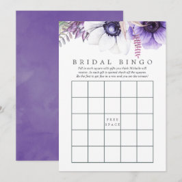 Convites Dusty Violet Watercolor Floral Chá de panela Bingo