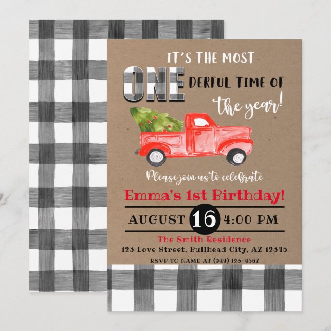 Convites É a época mais maravilhosa do ano do primeiro aniv (Frente/Verso)