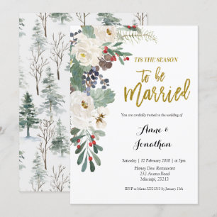 Convites É a Temporada de se Casar Floral de Natal