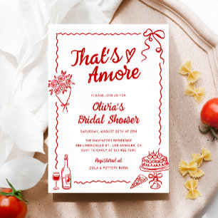 Convites É Amore Hand Drawn Chá de panela Italiano