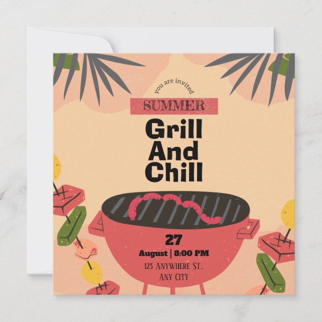 Convites e Anúncios de Grill e Chill (Frente)