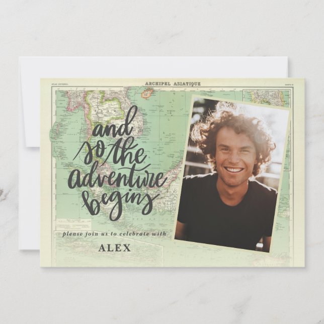 Convites E assim a aventura começa a graduação de fotos (Frente)