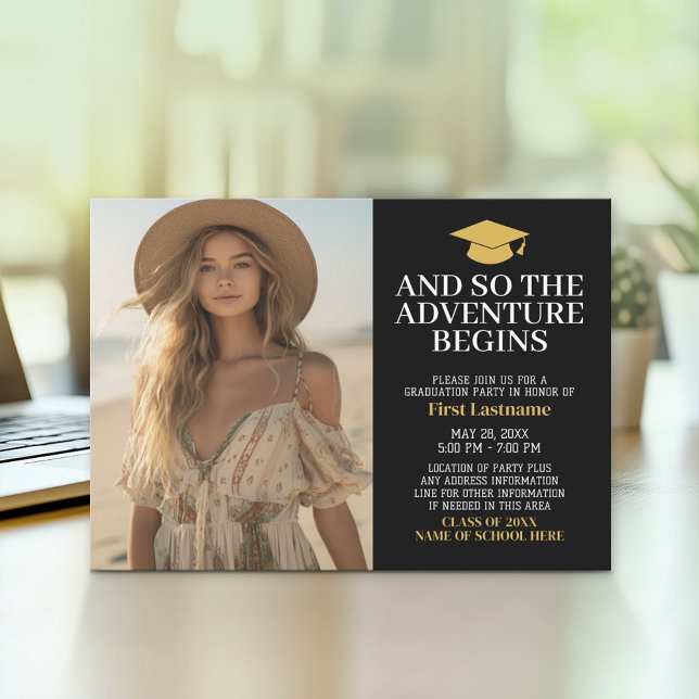 Convites E assim a Aventura Espera - Foto Moderna - Formand (Graduation Announcement and Invitation)