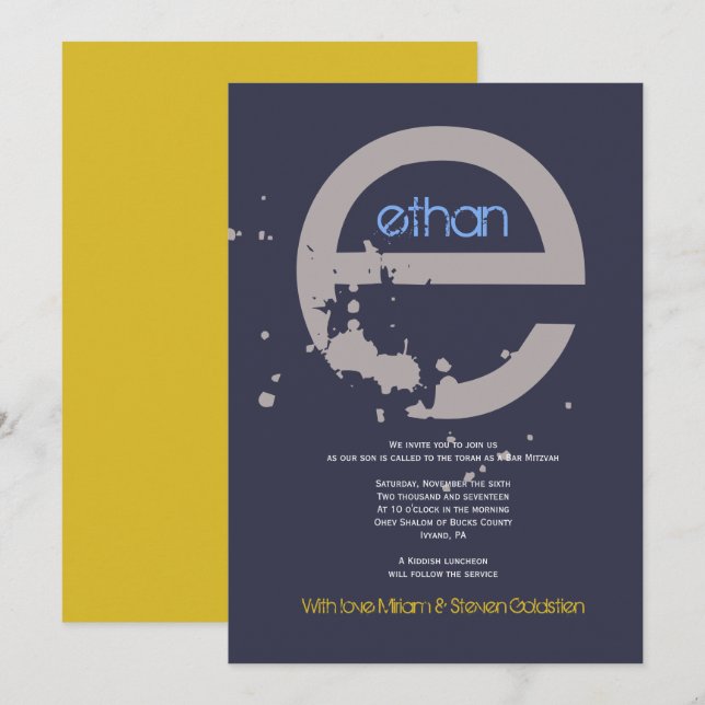 Convites E Bar Mitzvah de Recolha Inicial (Frente/Verso)