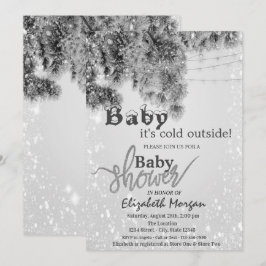 Convites É Chá de fraldas Frio Fora de Prata