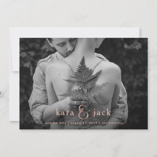 Convites E comercial em Rose Gold | Save the Date de quatro (Frente)