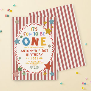 Convites É Divertido Ser Um Aniversário Colorido de 1 Ano