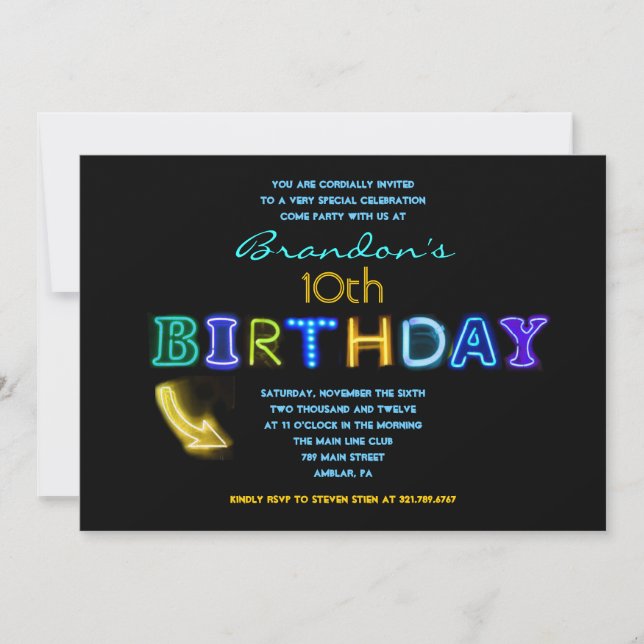 Convites É ELÉTRICO! Festa de aniversário do néon a 10o (Frente)