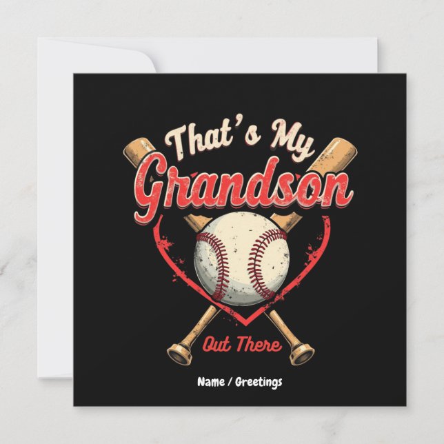 Convites É Engraçado Meu Avô Lá Fora Beisebol Vovó (Frente)