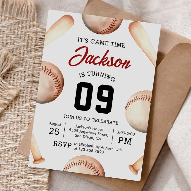Convites É Festa de aniversário de baseball no jogo (Criador carregado)