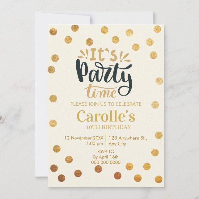 Convites É Festa Hora Simples Aniversário (Frente)