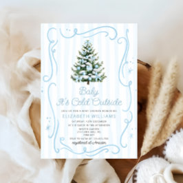 Convites É Fora de Casa no Natal Azul Baby Shower