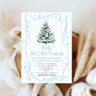 Convites É Fora de Casa no Natal Azul Baby Shower