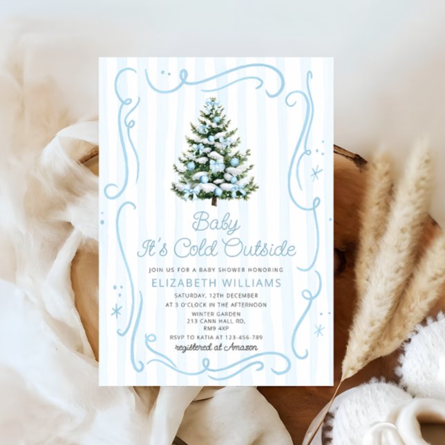Convites É Fora de Casa no Natal Azul Baby Shower (Criador carregado)