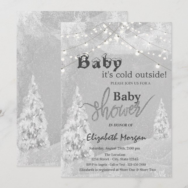 Convites É frio fora da Cinza de inverno (Frente/Verso)