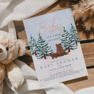 Convites É Frio Lá Fora Chuveiro de Bebê Urso de Inverno