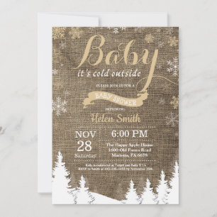 Convites É Frio Lá Fora Chuvendo de Ouro Baby Shower