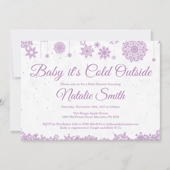Convites É Frio Lá Fora Chuvinha de Neve Baby Shower (Frente)