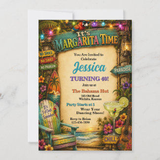 Convites É Hora da Margarita Festa de Aniversário Adulto