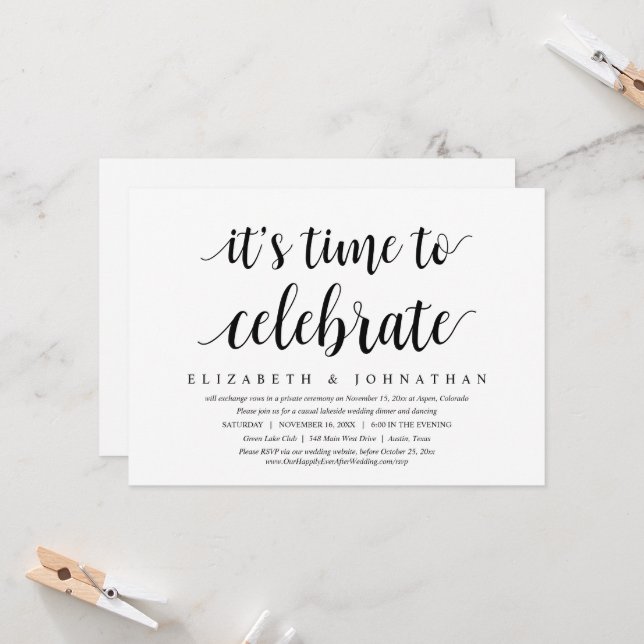 Convites É Hora de Celebrar, Jantar de Casamento às Pressas (Frente/Verso In Situ)