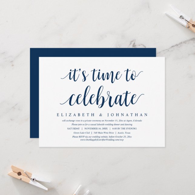 Convites É Hora de Celebrar, Jantar de Casamento às Pressas (Frente/Verso In Situ)