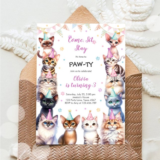 Convites É Hora de Festa com Patinhas Animais de Festa Aniv (Criador carregado)