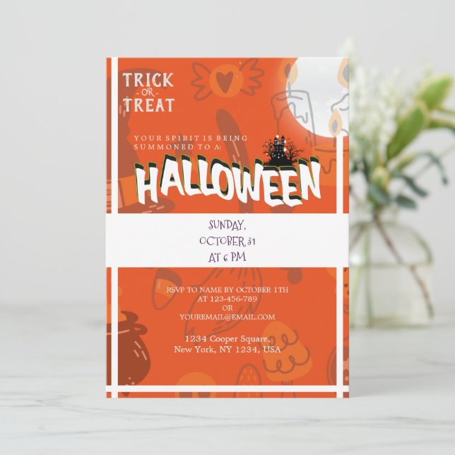 Convites É hora de Halloween, Trick ou trata fantasia (Em pé/Frente)