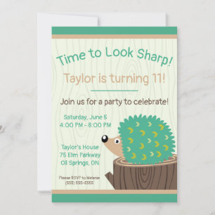 Convites É hora de parecer firme! Cute Hedgehog Birthday 