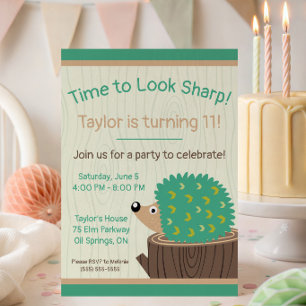 Convites É hora de parecer firme! Cute Hedgehog Birthday