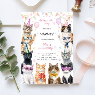 Convites É Hora de Paw-ti Festa de Aniversário de Crianças 