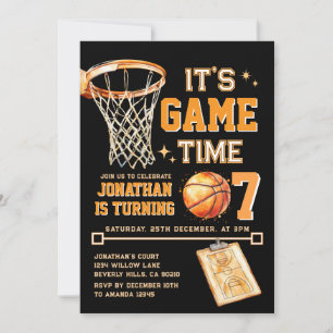 Convites É hora do jogo Basquete de aniversário para qualqu