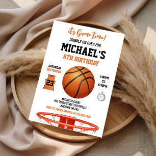Convites É Hora do Jogo Basquete Esporte Menino Aniversário