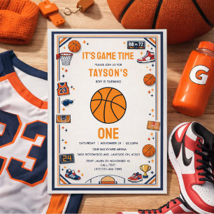 Convites É Hora do Jogo Basquete Primeiro Aniversário Ano d