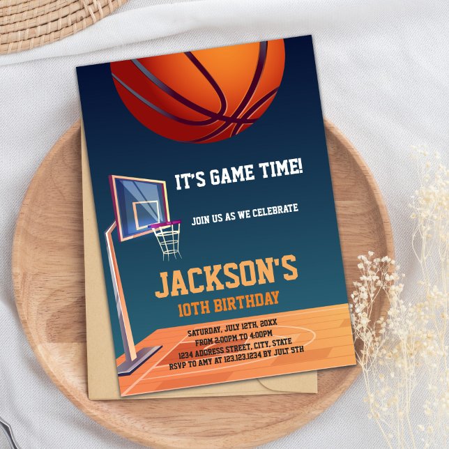 Convites É hora do jogo de basquete. (It's Game Time Basketball Invitations)