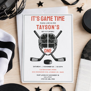 Convites É hora do jogo de hóquei, festa de 1º aniversário