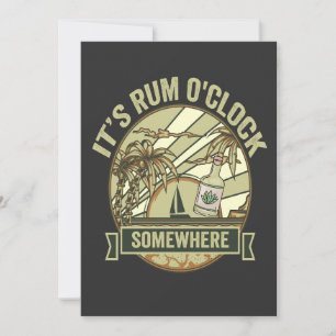 Convites É Hora do Rum em Algum Lugar Camiseta Divertida de
