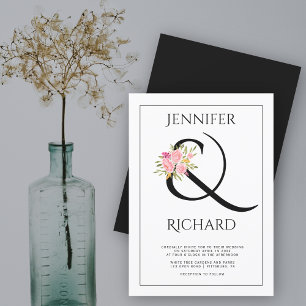 Convites E-mail branco, casamento de rosas rosa