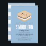 Convites É mais divertido Kawaii Blue Kids Boy Aniversário<br><div class="desc">Este convite de aniversário do garoto "S'more Fun",  fofo e kawaii,  mostra um "s'more" com um rosto sorridente num fundo azul. O verso apresenta um fundo branco com faixas azuis. Personalize para suas necessidades. Você pode encontrar mais produtos correspondentes na minha loja.</div>