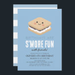Convites É mais divertido Kawaii Blue Kids Boy Aniversário<br><div class="desc">Este convite de aniversário do garoto "S'more Fun",  fofo e kawaii,  mostra um "s'more" com um rosto sorridente num fundo azul. O verso apresenta um fundo branco com faixas azuis. Personalize para suas necessidades. Você pode encontrar mais produtos correspondentes na minha loja.</div>