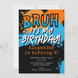 Convites É Meu Aniversário Garoto Adolescente Neon