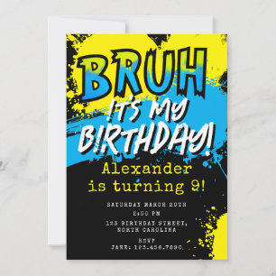 Convites É Meu Aniversário Garoto Adolescente Neon