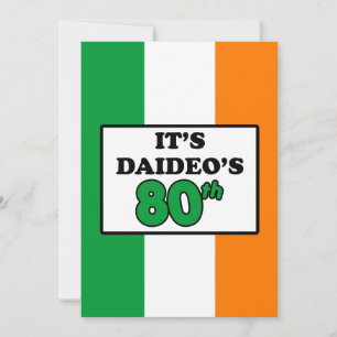 Convites É o 80 de Aniversário do Daideo Irish Flag Invit
