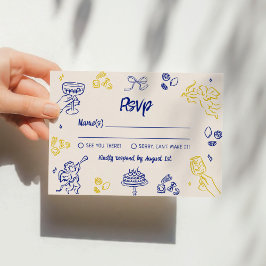 Convites É o Amore! RSVP Italiano Azul e Amarelo